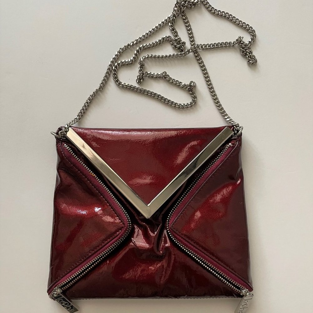 Kooba Patent Leather Zip Pockets Clutch